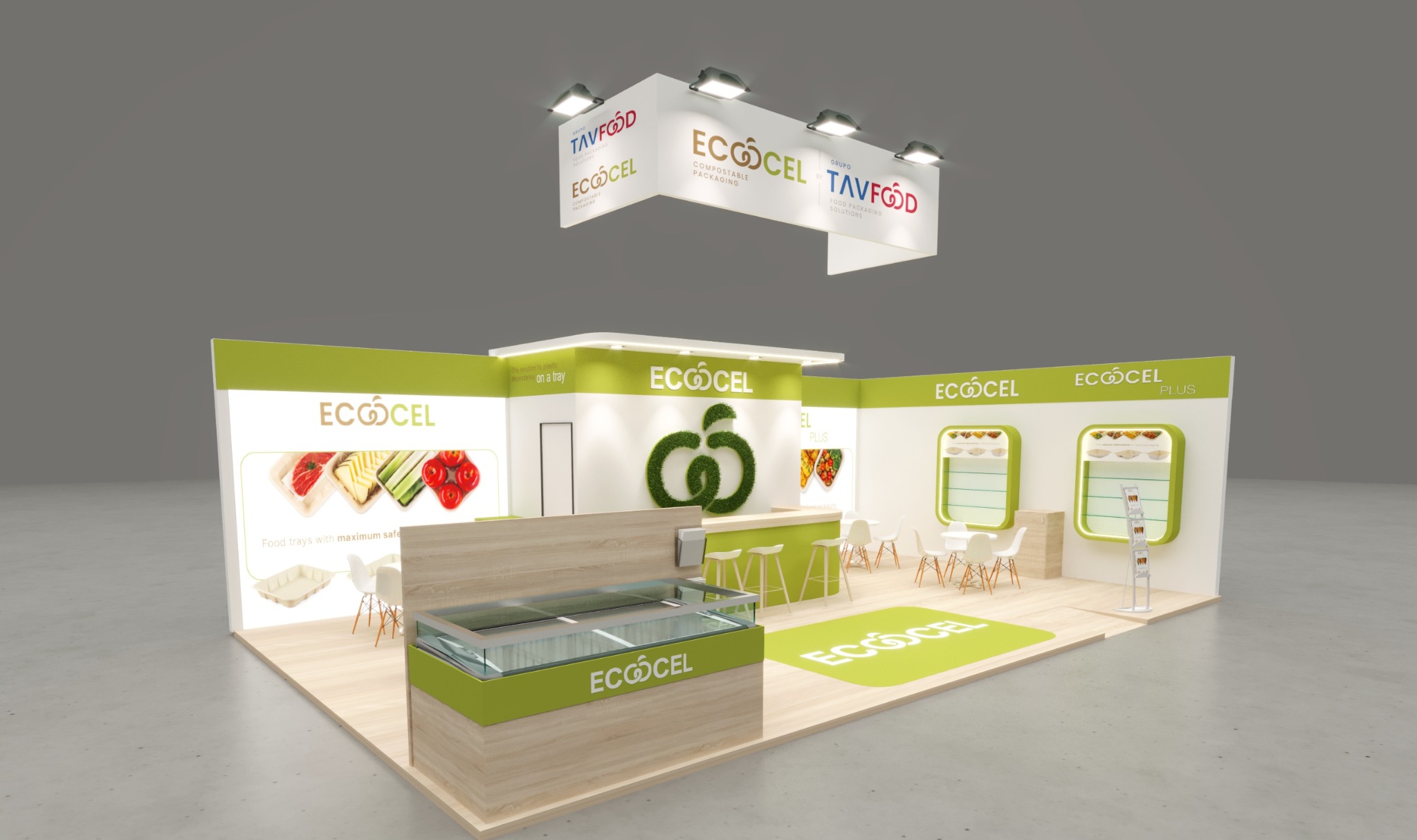 Render del stand de ECOOCEL en Interpack Düsseldorf